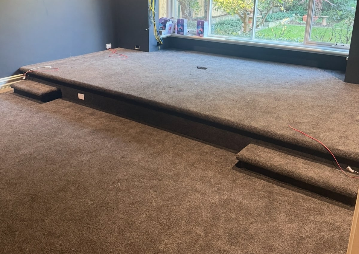 Freshly laid carpet in theatre